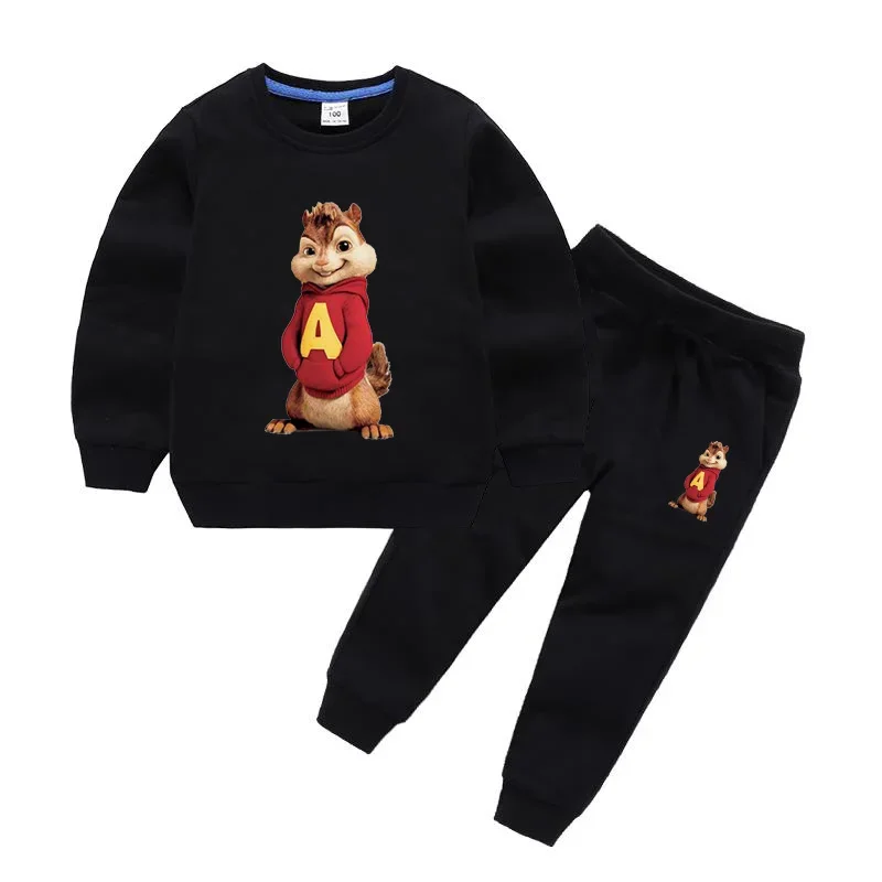 Potdemiel Fall Hoodies Boys Alvin and The Chipmunks Funny Sweatshirts Baby Boy Clothes Kid Children Cartoon Sweatshirt+Pants Set