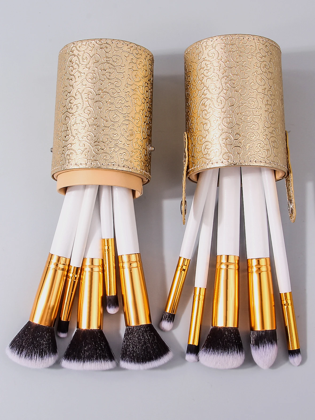 Juego de brochas de maquillaje con cubo de almacenamiento de gran capacidad, juego de brochas de maquillaje de nivel profesional para principiantes, bolsa de PU, 11 Uds.