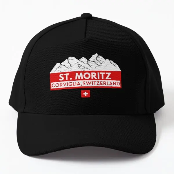 St Moritz Corviglia Switzerland Ski Snow Baseball Cap Hat Women Bonnet Fish Mens Hip Hop Summer Black Sun Casual Sport