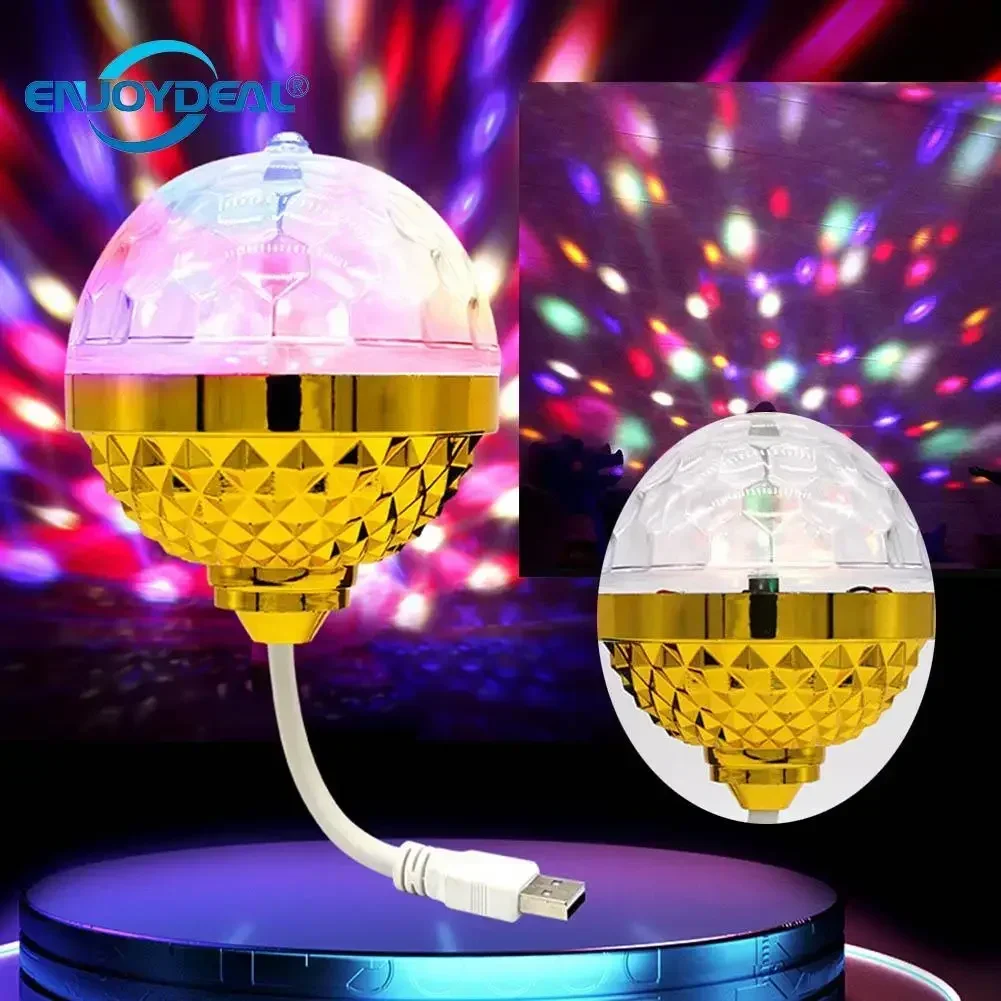 LED Colorful Rotating Magic Ball Light with USB Flexible Plug Sockets Magic Ball LED Stage Light for Home Room Dance Parties