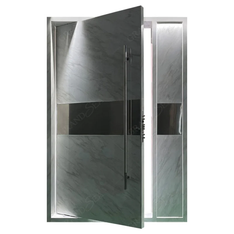 custom.Modern Design Decorative Exterior Entrance Front Main Stainless Steel Security Pivot Door For Residential Use