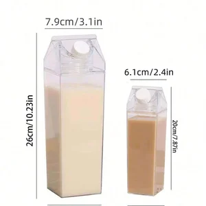 Chai nước nhựa trong suốt, hộp sữa, hộp di động, hộp trong suốt, nước trái cây, trà, chai sữa, ly uống, 500 ml, 1000ml 10 Sữa bán hàng chính - 3
