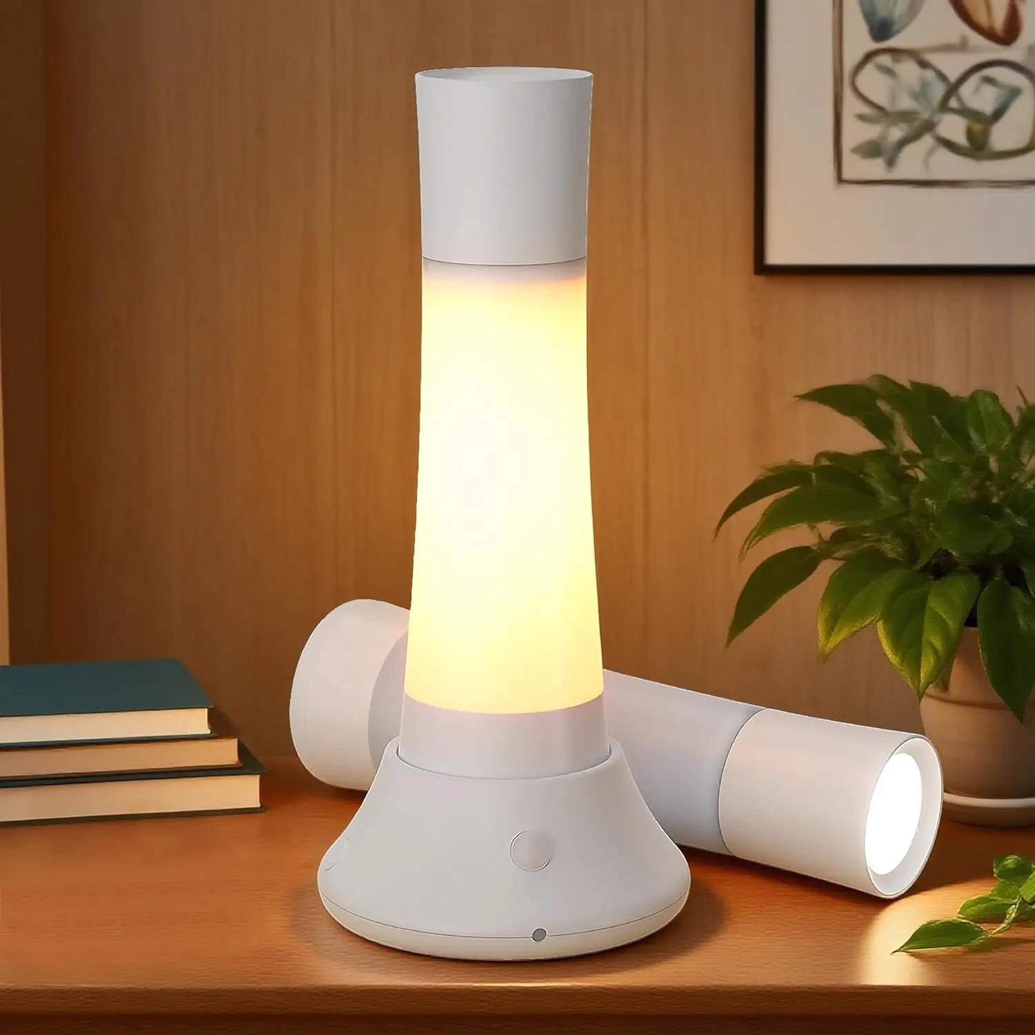 

Rechargeable Motion Sensor Night Light Indoor,Portable LED Flashlight & 3 Color Lamp 3 in 1,Bedside Table Lamp for Bedroom