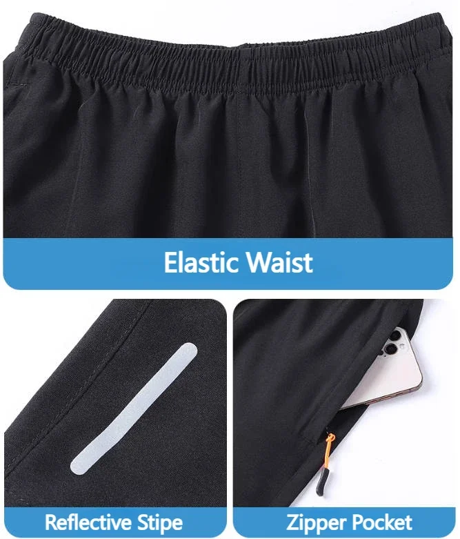 Männer Sport Shorts Sommer Neue Leichte Atmungsaktive Zipper Tasche Training Runing Workout Kurze Hosen Männliche Haut-freundliche Shorts – Detail 6
