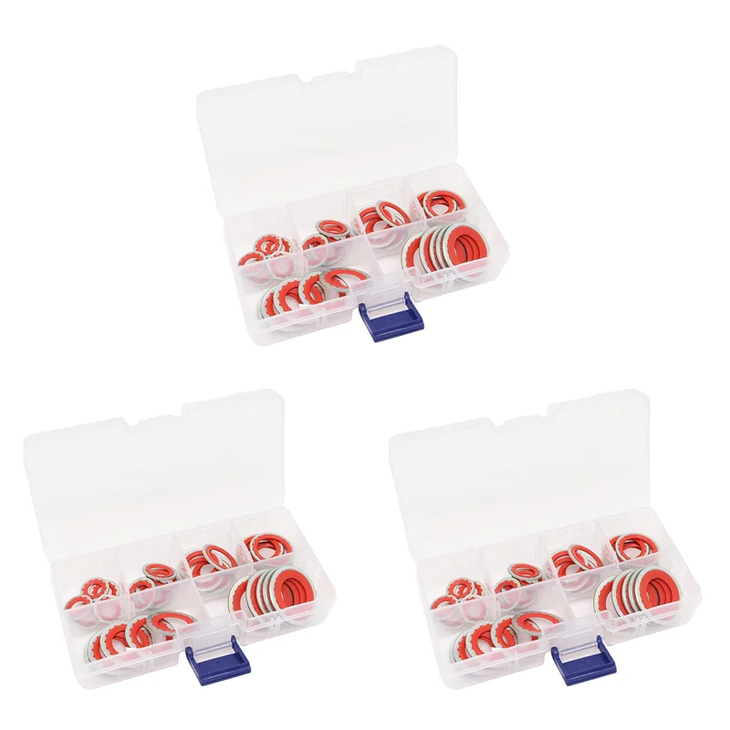 

A76K 180 шт. в ассортименте прокладок кондиционера, уплотнения компрессора переменного тока, комплект уплотнительных шайб порта компрессора автомобильного кондиционера