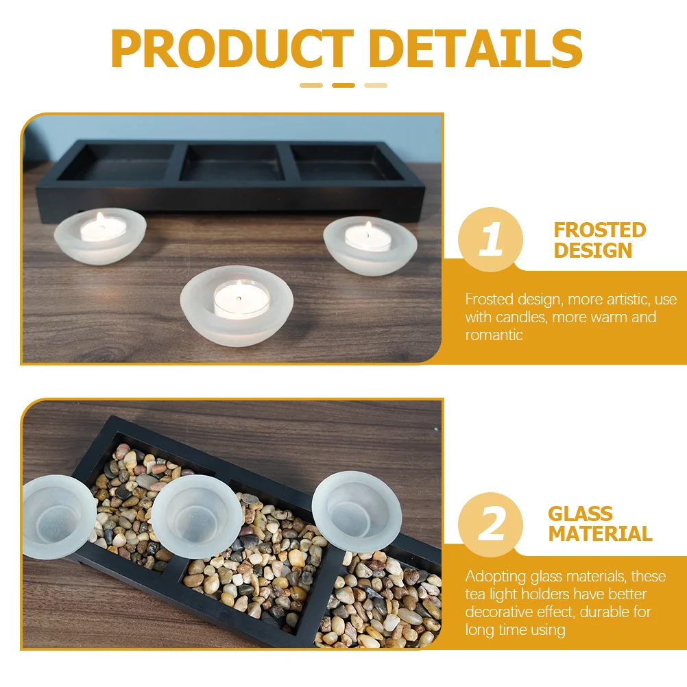 

1 set 1 Set Light Frosted Holder For Home Kitchen Dining Room Holder Glass Decor With Tray