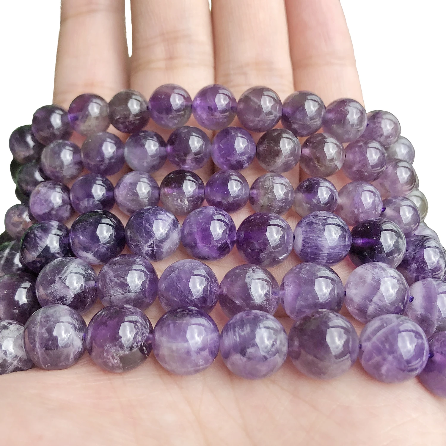 Natürliche violette Amethyst-Perlen für die Schmuckherstellung, Blumenquarz-Rundperlen, DIY-Armband-Zubehör, 4, 6, 8, 10, 12 mm – Detail 2