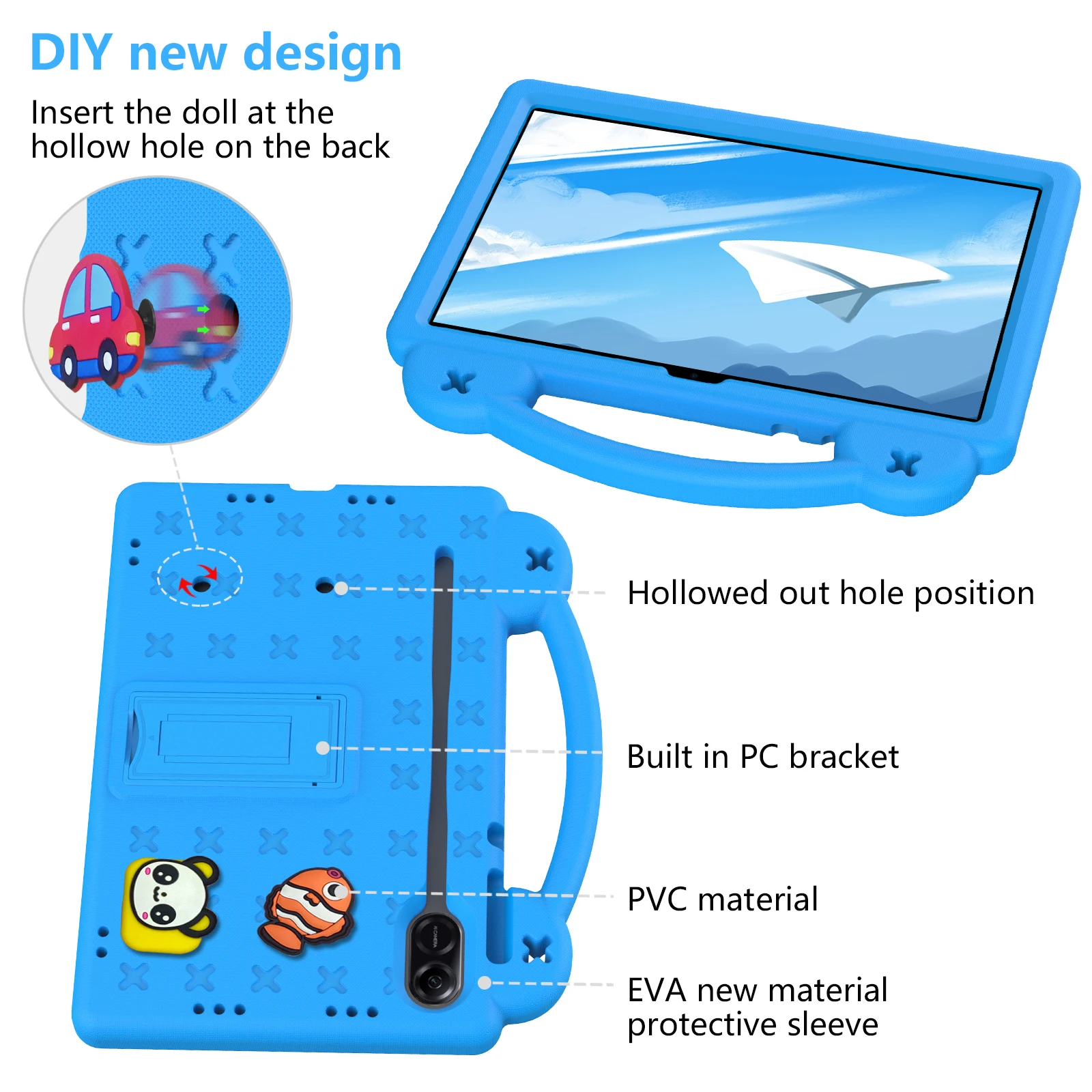 Tablet Case For Honor Pad 9（2023）12.1inch X9 X8 Pro 11.5 kids safe Shockproof cartoon bear  non-toxic EVA Cover shell funda