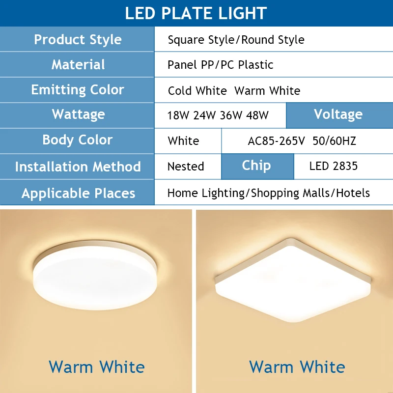 Ultra Thin LED Ceiling Lamp 48W 36W 24W 18W Modern Panel Light in Living room Bedroom Surface Mount Fixture Round  Square image 2