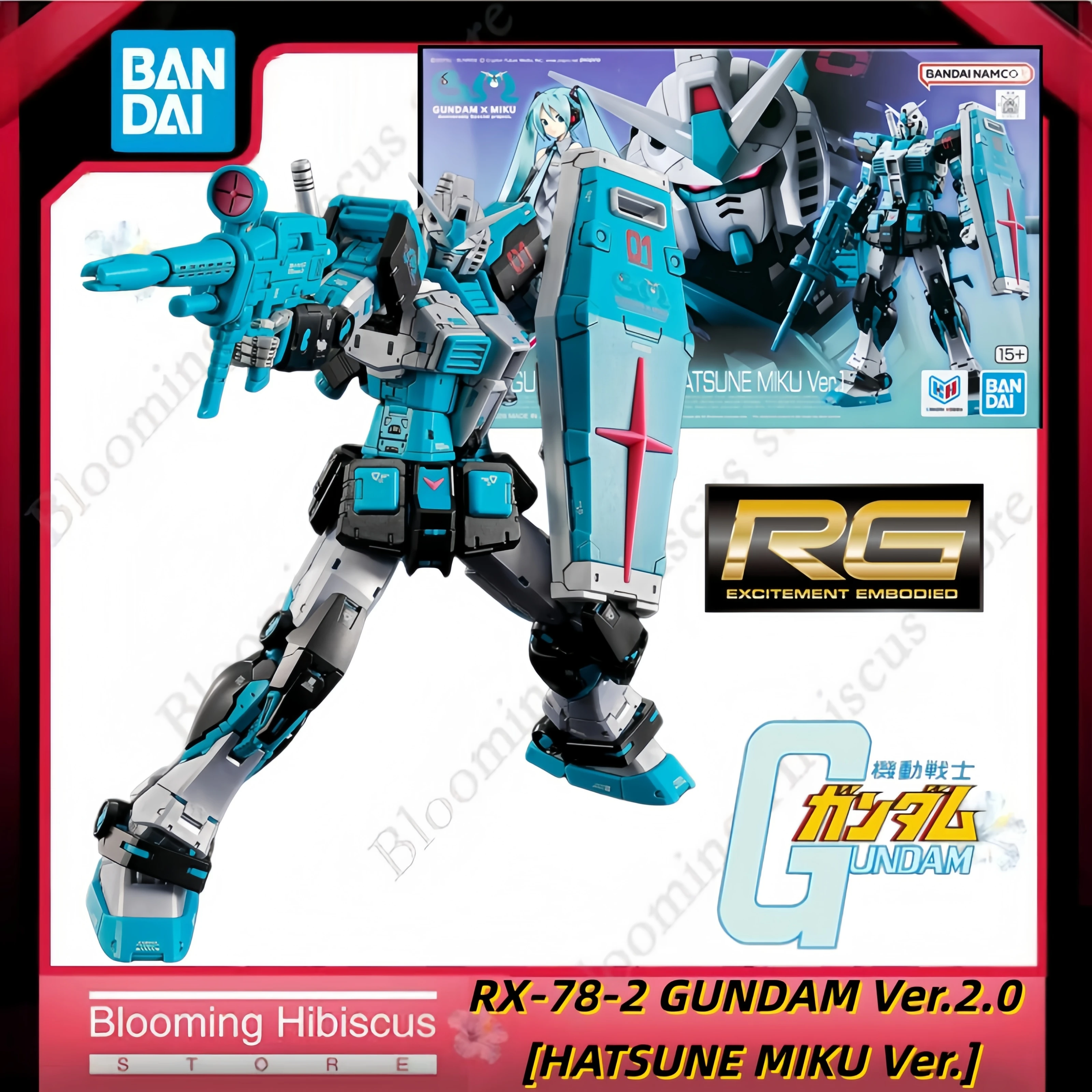 

Bandai Hobby Gunpla - Mobile Suit Gundam - RX-78-2 GUNDAM Ver.2.0 [HATSUNE MIKU Ver.] RG 1/144 Model Kit Action Figure In Stock