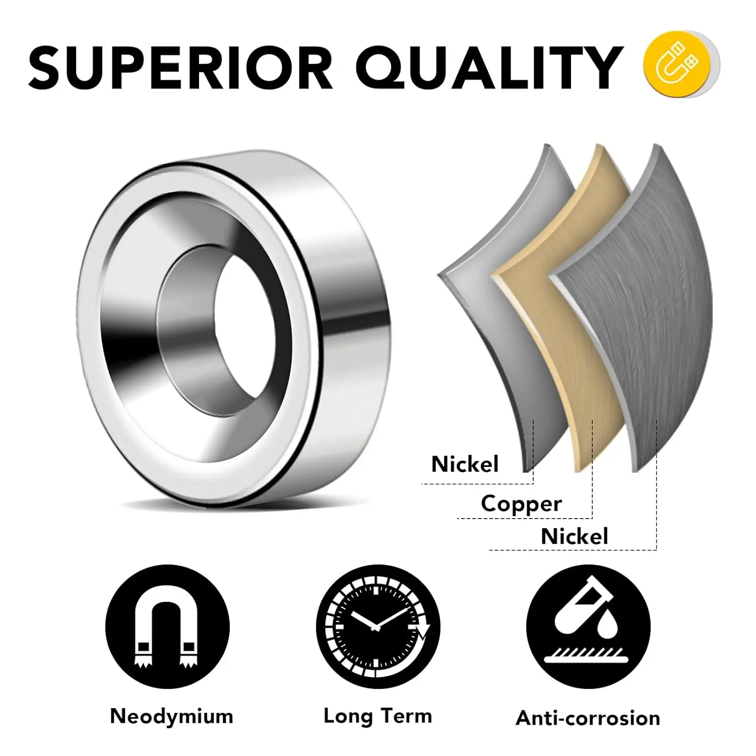 10x3 12x3mm Magnets with Hole, Heavy Duty Disc Magnets for Tool Storage, Refrigerator, Office, Curtain, Science