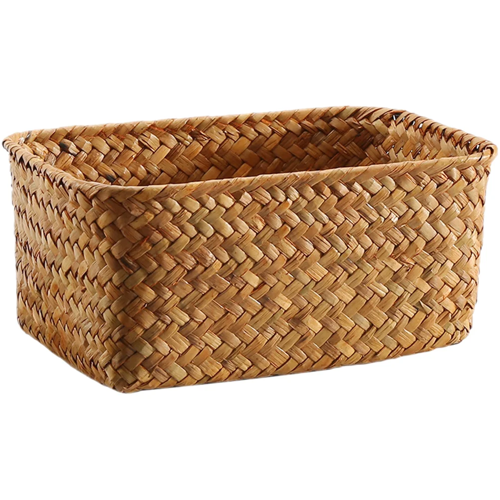 Wicker Shelf Baskets Bin Rectangular Hand Woven Wicker Bin Storage Box Small Rustic Home Storage Organizer Container Toilet