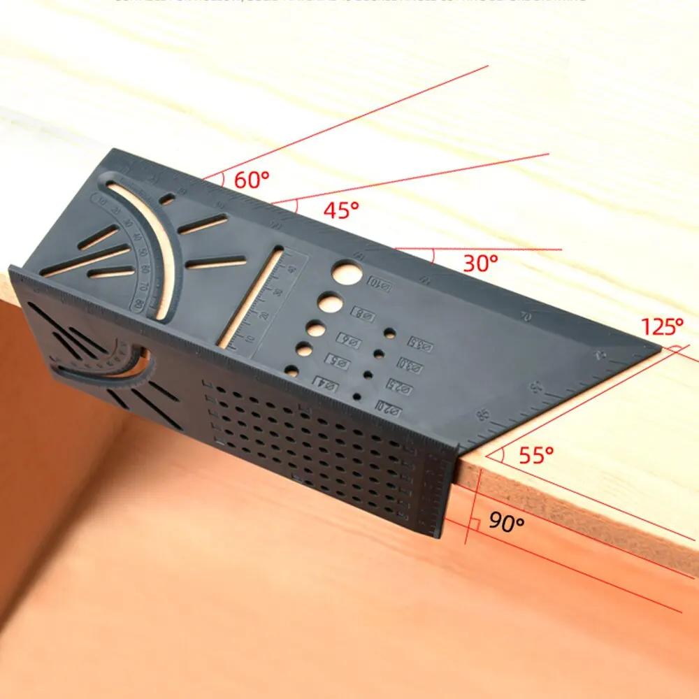 Multifunctional Locate Carpenter Angle Ruler Three Dimensional Oblique Cutting Measuring Ruler Stop Type Fixed Gauge Tool