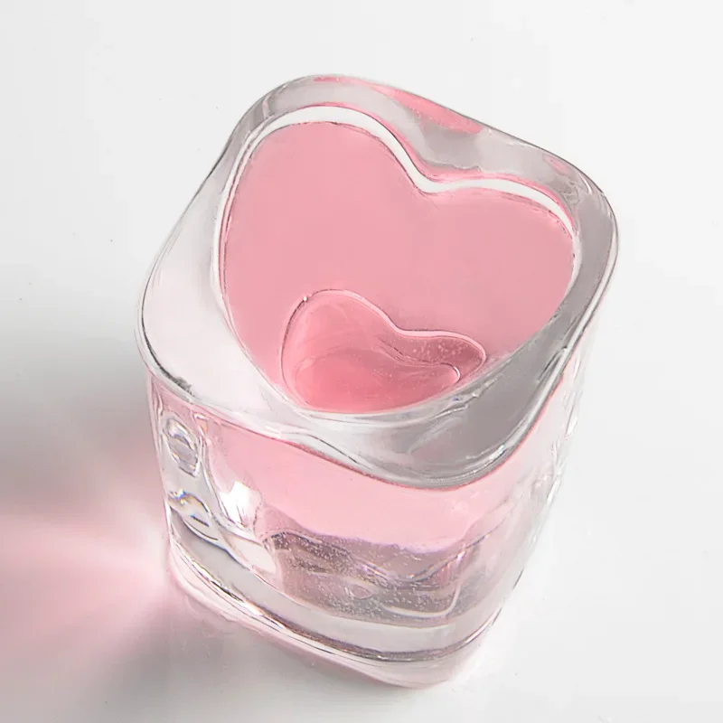 Heart Love Shaped Glasses Liquor Mug Cup Barwhisky Cocktails Wine Water Mug Heat Resistant Brandy Snifters Drinkware Lover Gift