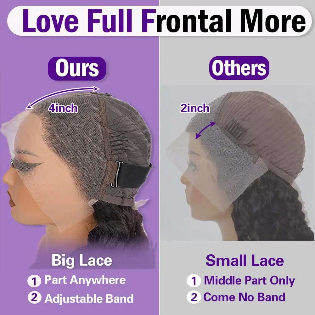 26 Inch Deep Wave Lace Front Wigs Human Hair, 13x4 HD Curly Lace Front Human Hair Glueless Frontal Deep Wave Wig for Women image 3