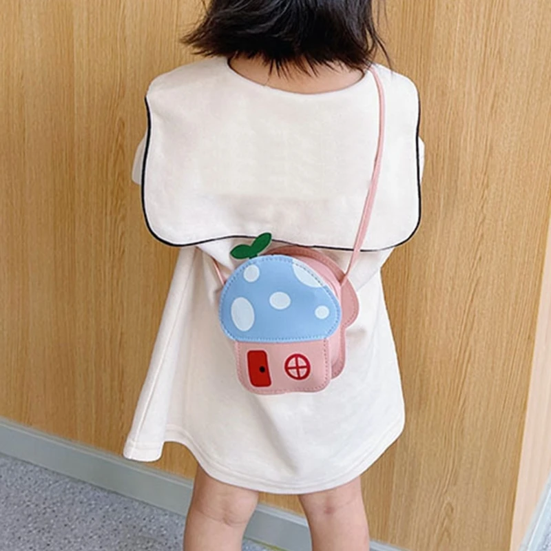 Kids Bag Cartoon Mushroom House Styling Coin Purse for Baby Girls Fashion Princess Shoulder Bag Girls Gifts