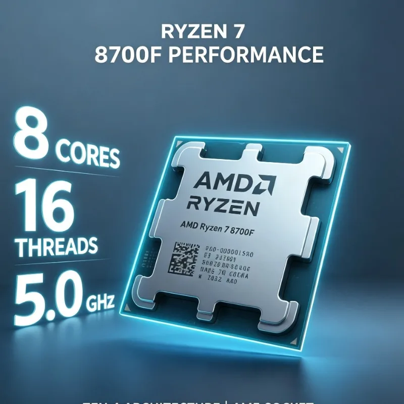 DDR5 Supported Ryzen 7 8700F Processor 65W TDP 8 Cores 16 Threads AM5 CPU Without Fan