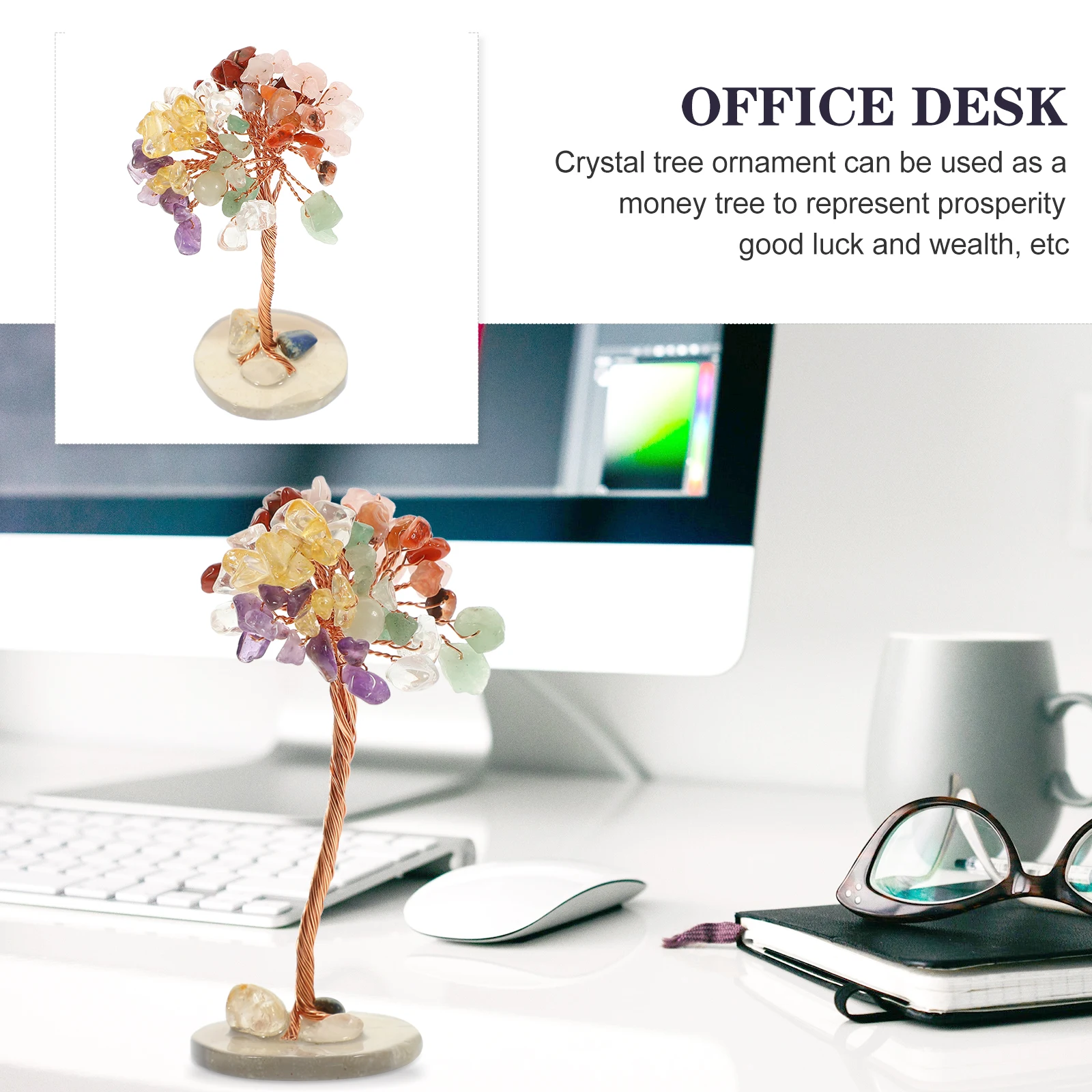 

Crystal Tree Decor 7 Colors Artificial Crystal Tree naments Desktop Centerpiece Decoration Prosperity Wealth Gift