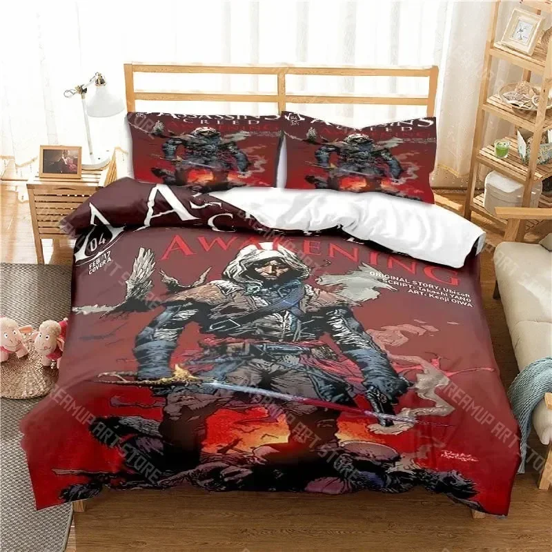 Exquisite 3D Print Fashion Game A-Assassins Creed Bedding Set Boys Girls Twin Queen King Size Duvet Cover Pillowcase Bed Boys Ad