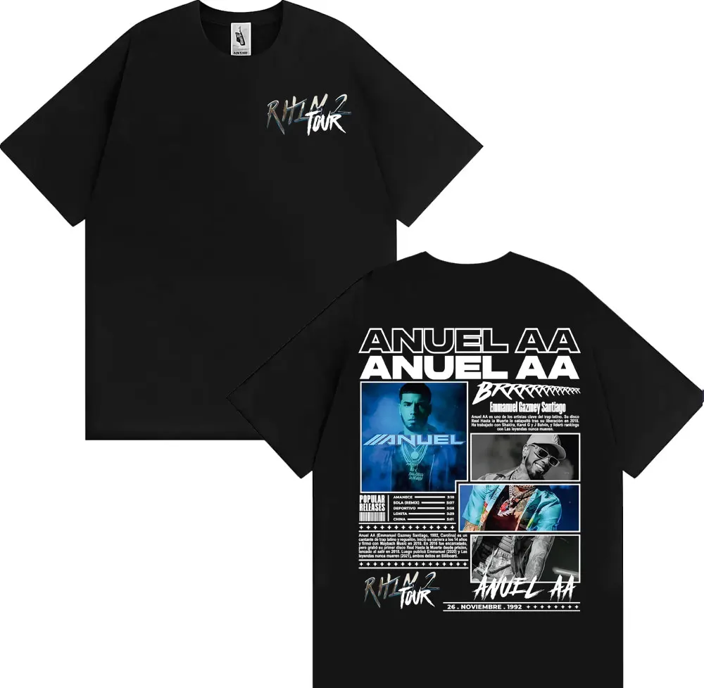 

Rapper Anuel AA Rhlm 2 Album Hip Hop Rapper Graphic T Shirt Men Street Cotton Blend O-Neck Short Sleeve Harajuku Oversized Tee