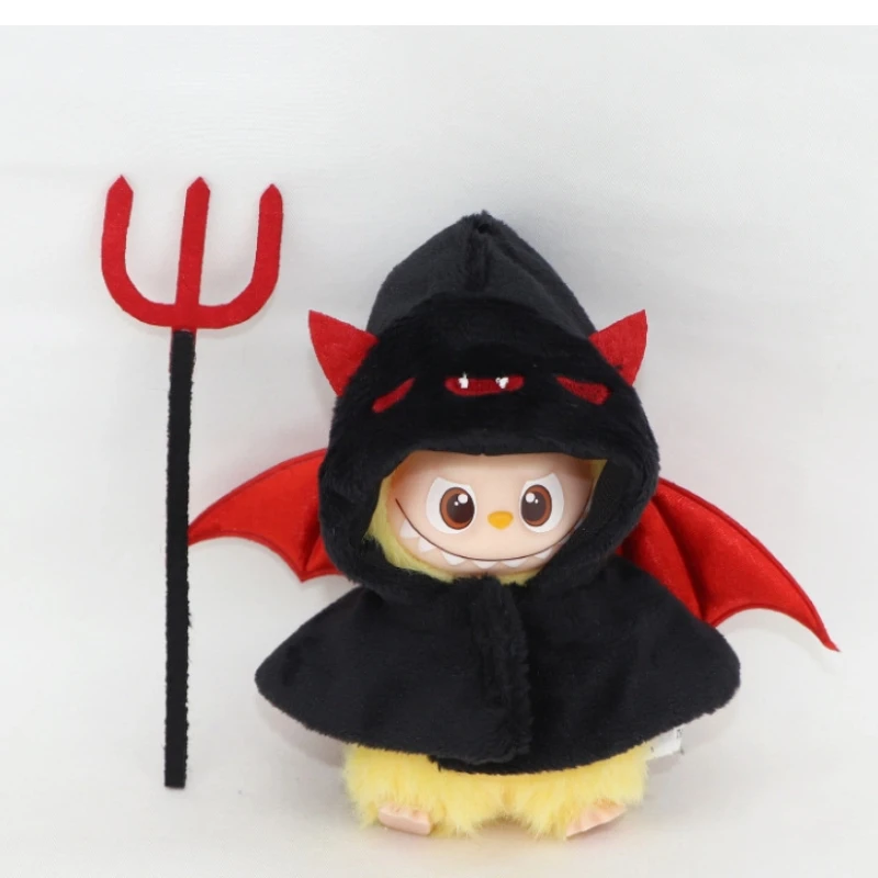 

Mini Labubu halloween cloak Set For 10cm Labubu V4 The Monsters Pin for Love Series devil Clothes Outfit Accessories Ropa Labubu