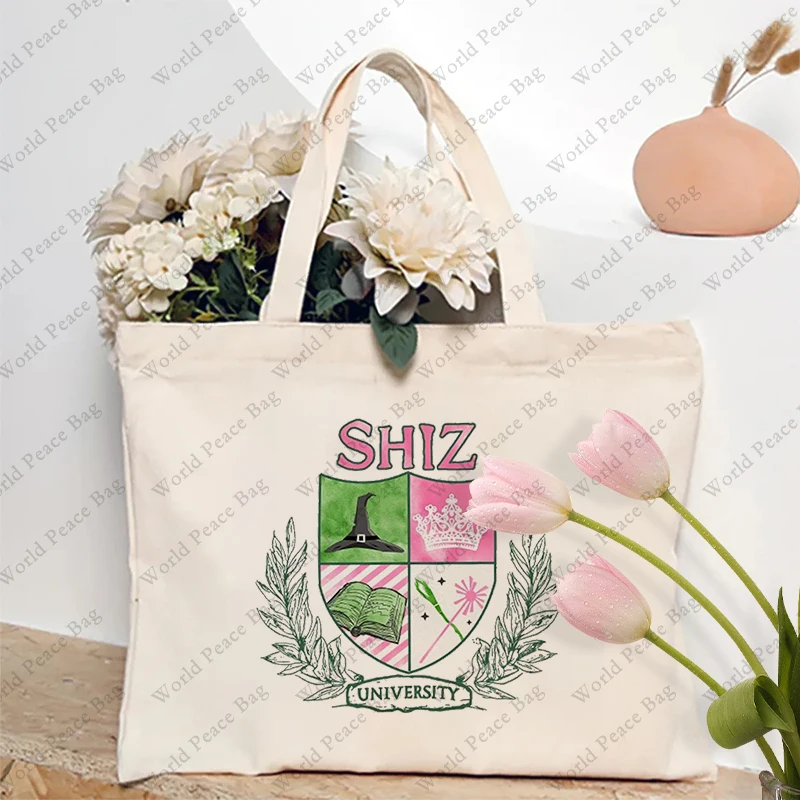 1 pc SHIZ UNIVERSITY Wicked Colorful Broomstick Magic Wand pattern Tote Bag Canvas Shoulder Bag For Travel Daily Commute