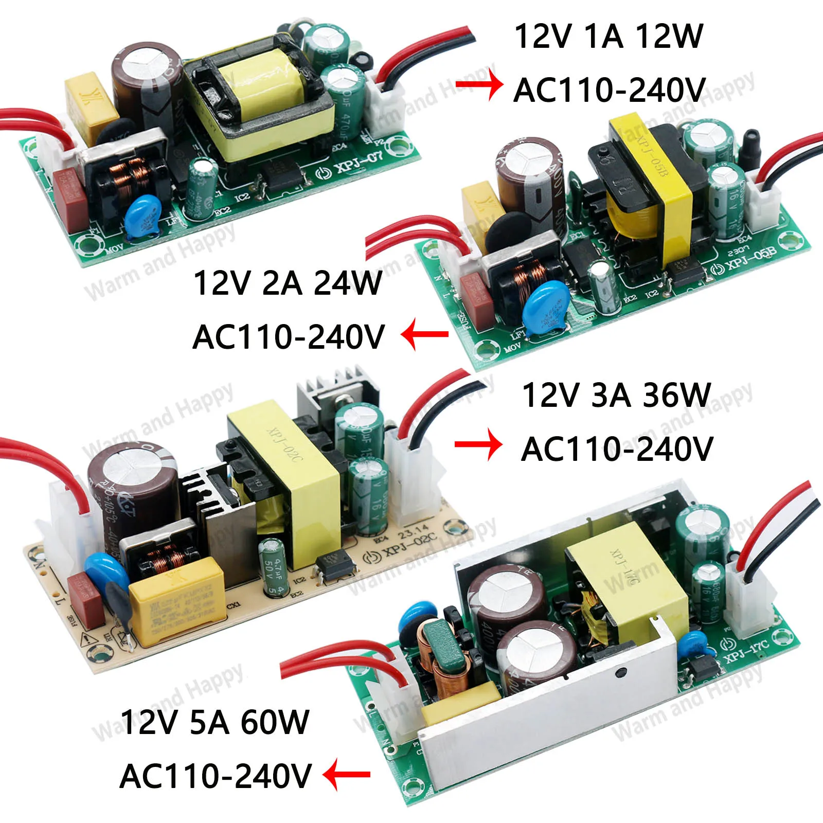 Imagem -04 - Driver de Led de Potência Total 220 a 12v 1a 2a 3a 5a 5v 2a 24v 32v Adaptador Led Conversor de Fonte de Alimentação Transformadores de Luz Diy de Alta Qualidade