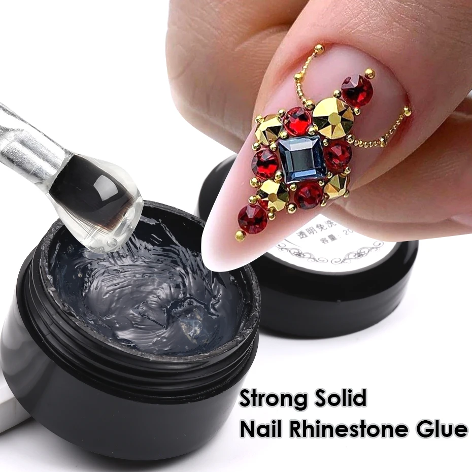 20ml Strong Solid Nail Rhinestone Glue No-Wipe Jewelry Adhesive Gel Diamond Crystal Gems Bling Soak Off Tips Glue Manicure Tools