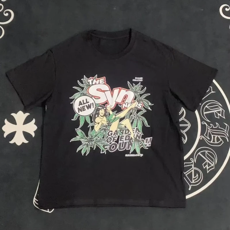 

2025 American Hip-Hop Streetwear T-Shirt Pure Cotton Classic Pattern Print Loose Comfortable Breathable Fashion Trend Top