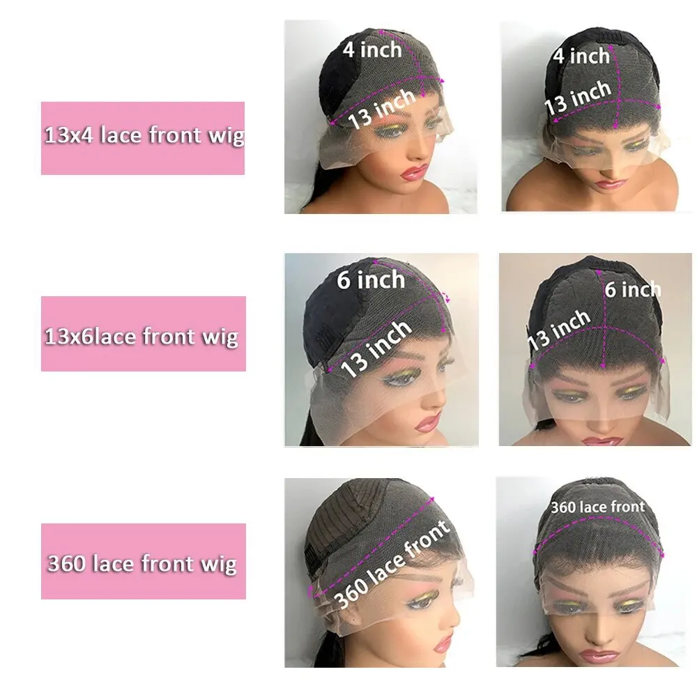 Peruca de Cabelo Humano Virgem Brasileiro com Ondas Naturais, Fechamento Frontal HD Lace 360, 13x4 13x6 5x5, Densidade 180% 200%, 16-40 Polegadas, Nós Pré-Descoloridos