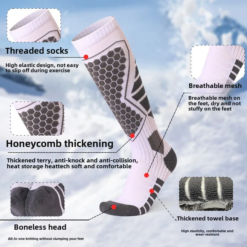 Professionelle Männer Merino Wolle Ski Socken Outdoor Sport Wandern Anti-slip Dicke Warm Halten Knie Hohe Lange Skifahren Snowboard socken