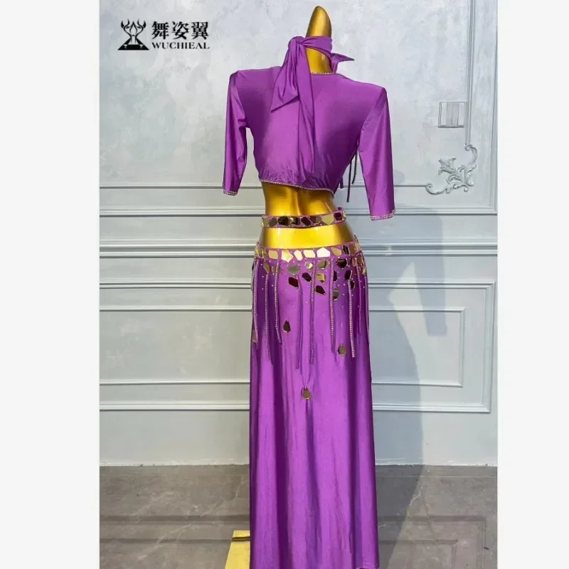 Vestido de actuación femenina adulta, vestido de práctica, traje de danza Oriental, danza del vientre femenina púrpura