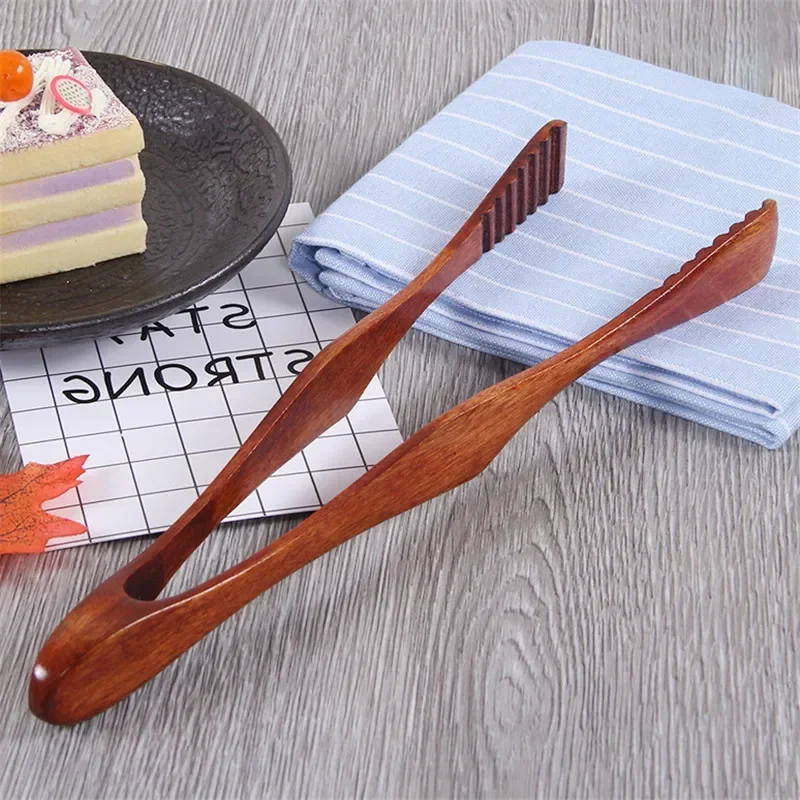 

1 Pc Bamboo Cooking Kitchen Tongs Food BBQ Tool Salad Bacon Steak Bread Cake Wooden Clip Home Kitchen Utensil Kitchen Tongs