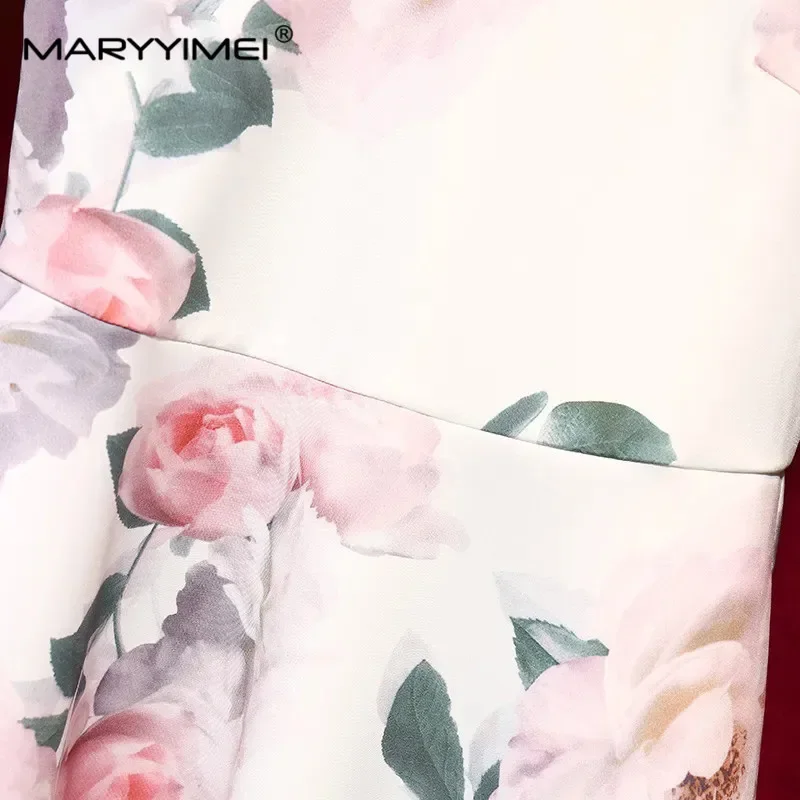 MARYYIMEI Designer Verão Tanque Vestido Curto Feminino Elegante Flor Estampa Vestidos Fino Vestdios