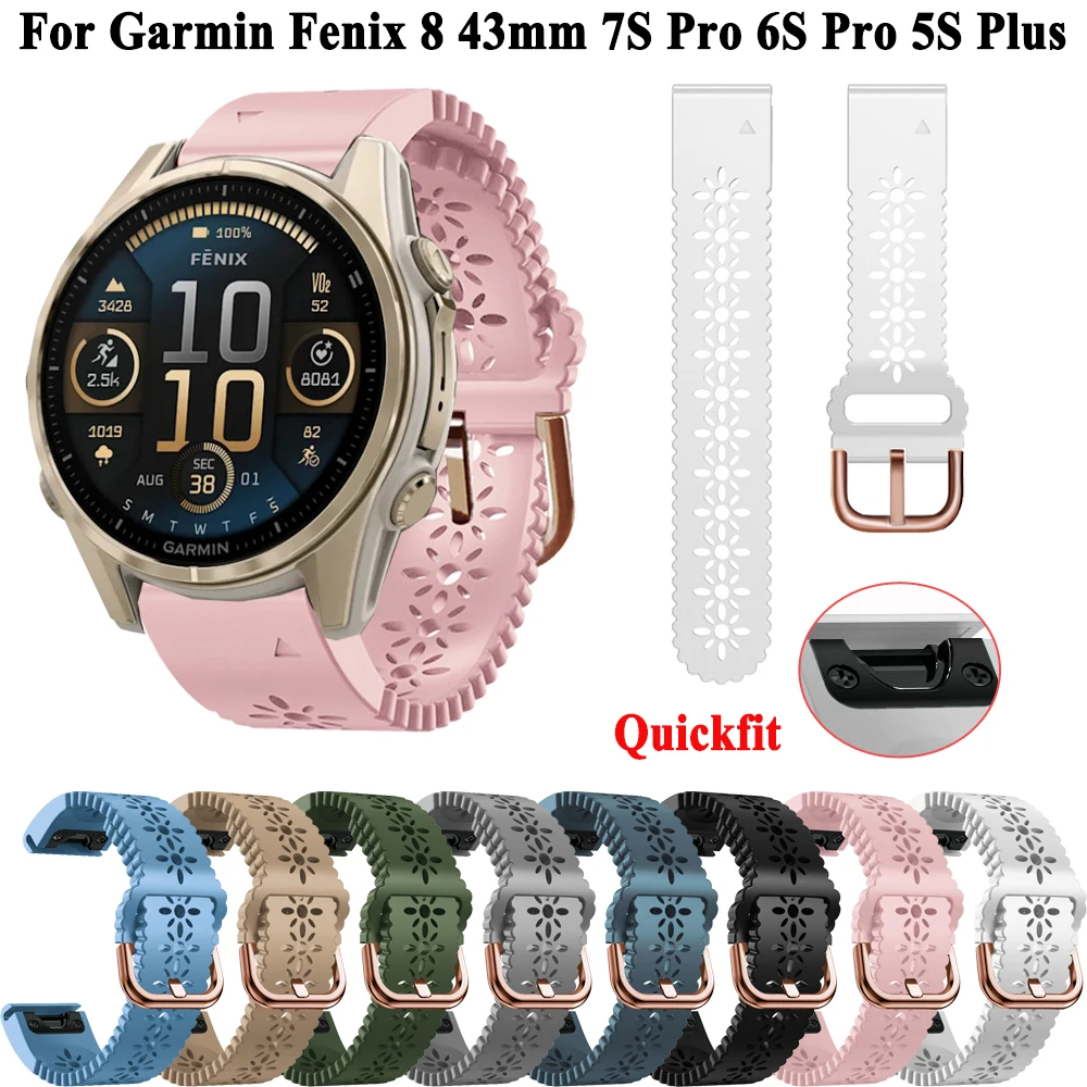 Quickfit 20mm For Garmin Fenix 8 43mm Watchband For Fenix 7s 6s Pro 5s Plus Strap Bracelet Lace Silicone Wirstband Epix Pro 42mm
