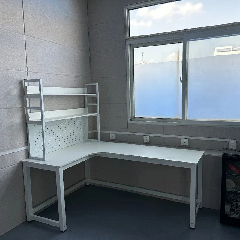 Modern Corner Computer Desks Home Double Desktop Gaming Esports Table Bedroom Simple Cream Style Study Desks with Bookshelf Q