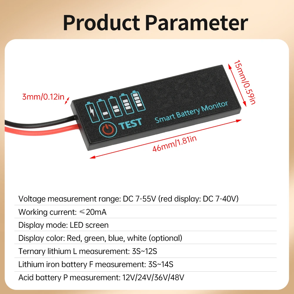 DC 7-55V Penguji Daya Baterai Tampilan LCD Tegangan dan Indikator Daya Baterai Asam/Lithium Papan Display Daya Baterai Universal