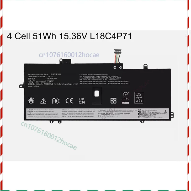 51Wh Battery for  ThinkPad X1 Carbon 2020 Gen Series SB10T83173 5B10W13930 Fast ship