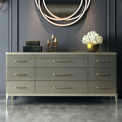 

American solid wood nine-chest cabinet light luxury bedroom storage cabinet storage living room entrance dining side cabinet
