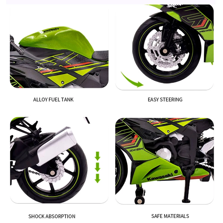 1/12 Kawasaki Ninja ZX-6R Motorcycle Toy 1:12 RMZ City Diecast Model Super Sport Miniature Collection Gift For Boy Children Kid