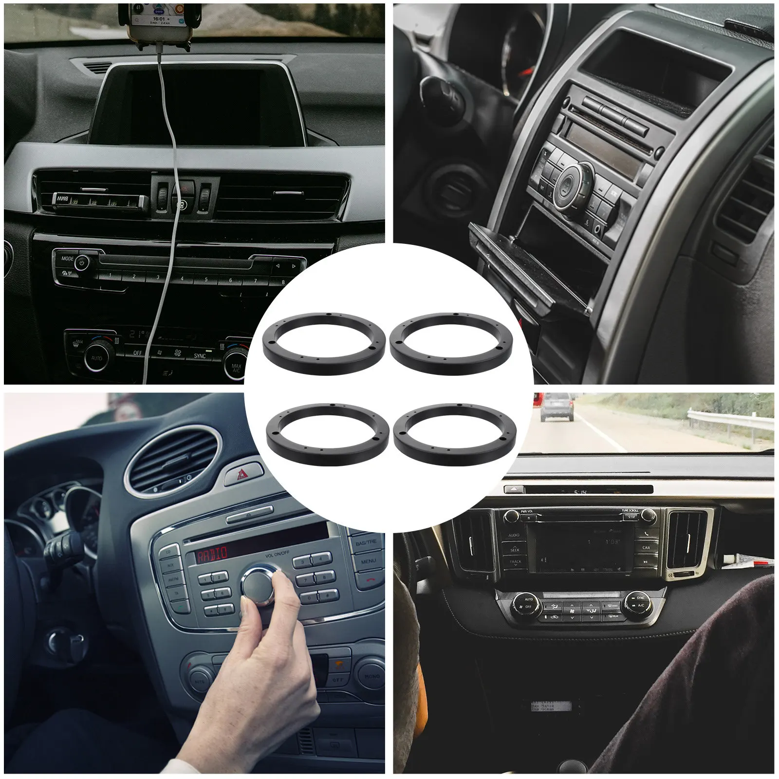 2Pairs Car Speaker Spacer Rings High Quality ABS Speaker Cushion Pads Universal Fit for Truck Trailer Rv Car Audio