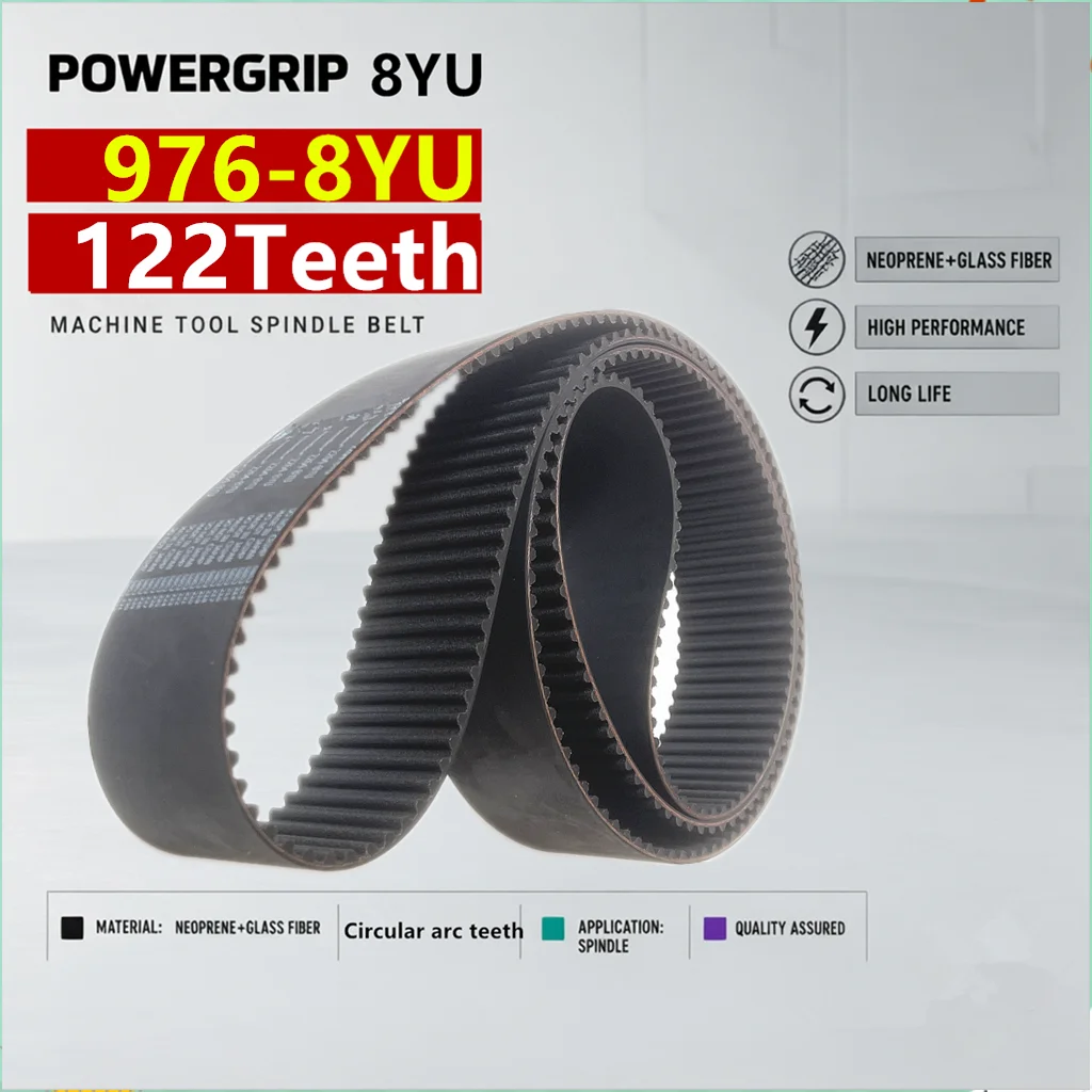 PowerGrip 976-8YU 122 Teeth 8YU Arc Tooth Timing Belt  for Woodworking Machinery CNC Machine Tools Robots Spindle Drive Belt