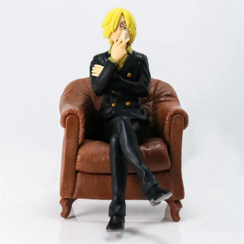 

Аниме ONE PIECE Sofa Roronoa Zoro Sofa Sanji Black Coat сидя статуя ПВХ экшн-фигурка Коллекционная модель игрушка в коробке