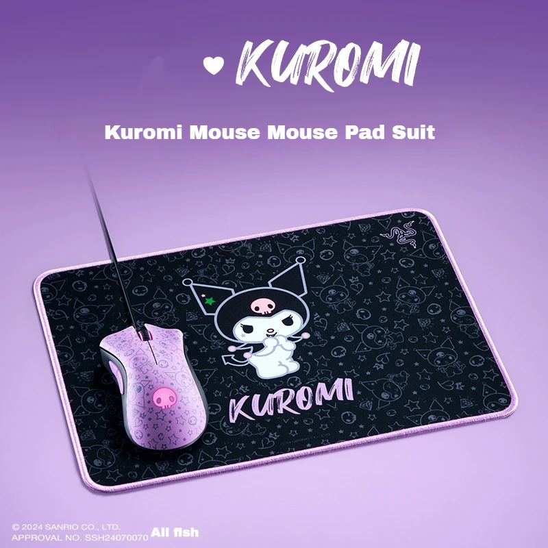 New Sanrio Character Kuromi Limited Edition Gaming Esports Mouse And Mouse Pad Set Anime Peripheral Kuromi Office Mouse For Girl