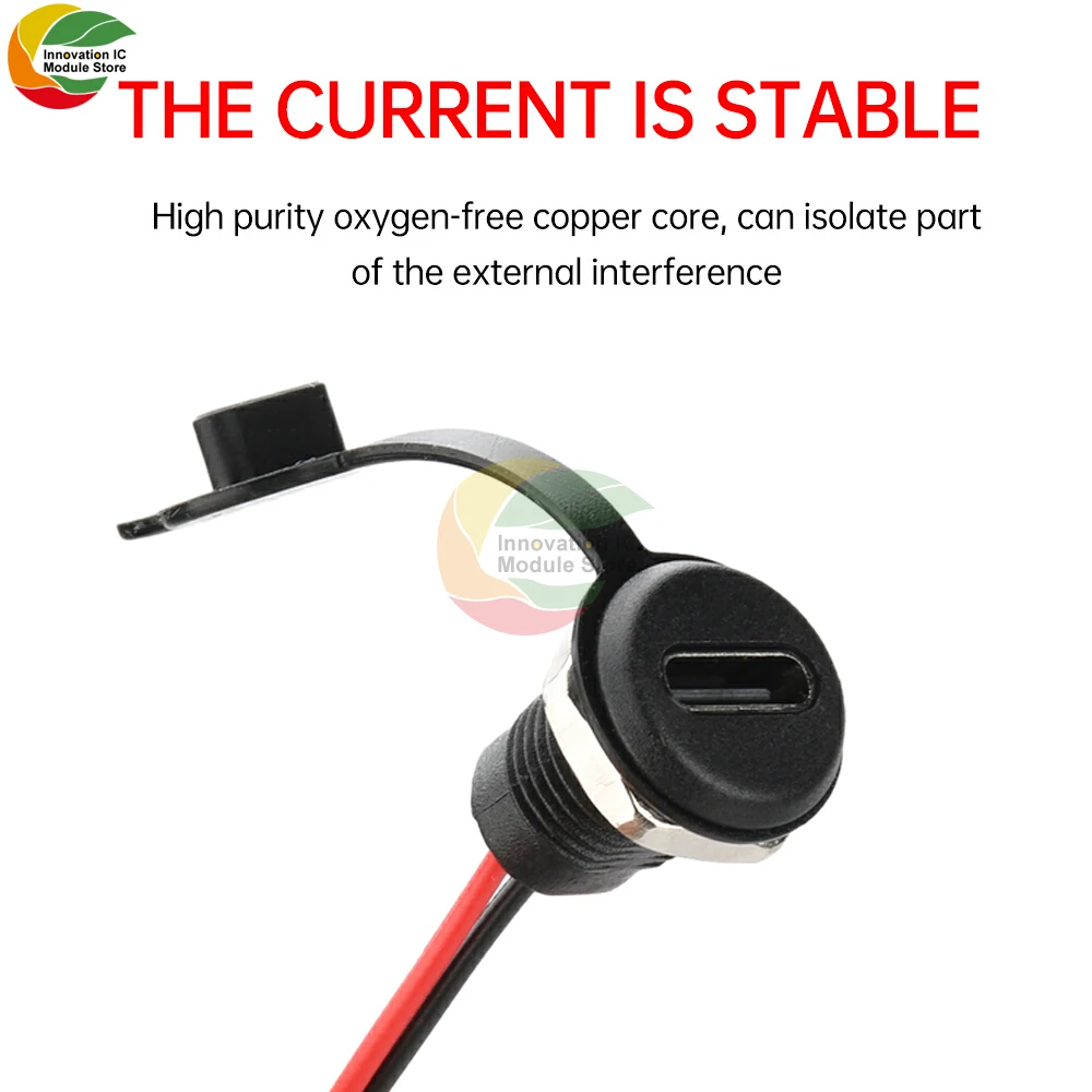 2-pin USB Type C Waterproof Connector Type C Waterproof Female Chassis Connector Locking Outer Threads Without Terminals