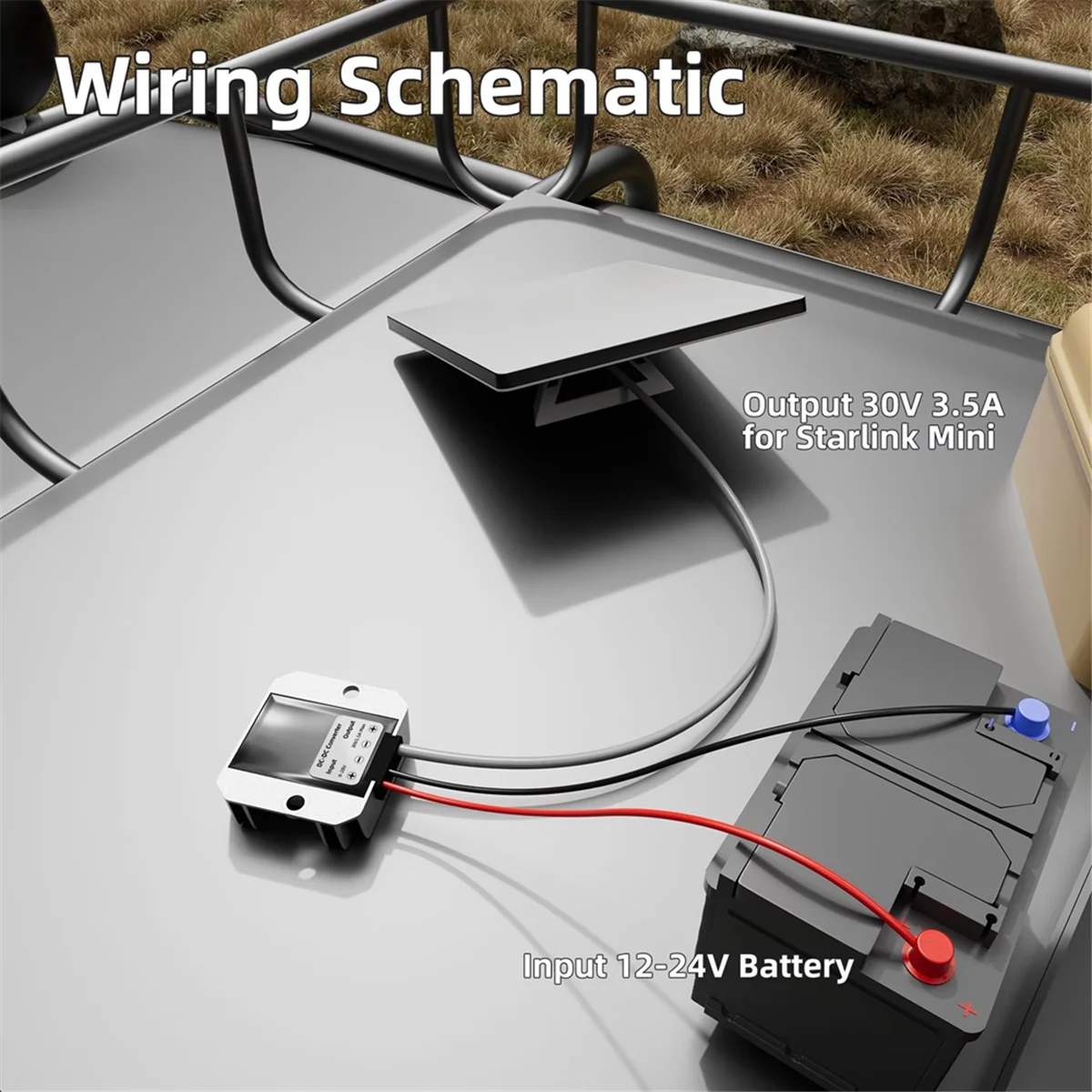 Starlink Mini 用、ステップアップ電源ケーブル - 12V/24V から 30V 3.5A コンバータ -Y18A