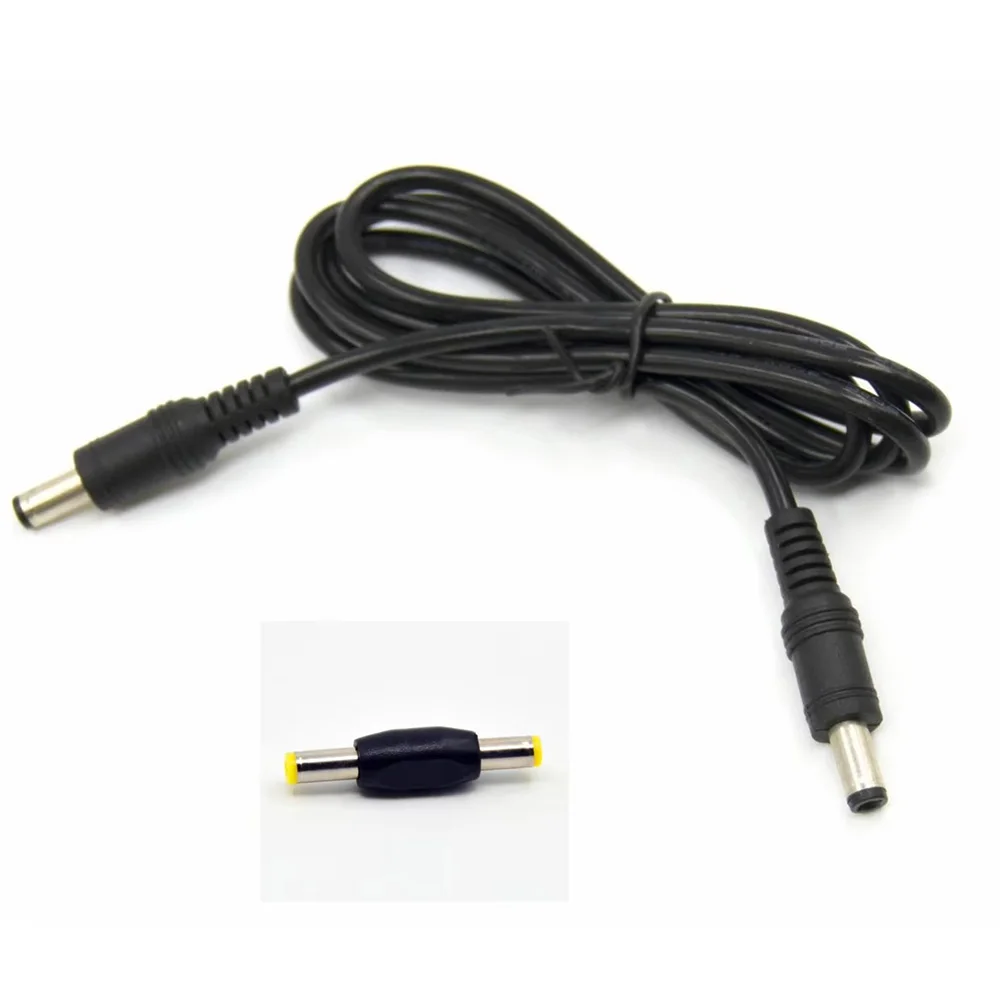 DC Connect Cable Extension Cord Cable Dual Male 5.5mm*2.1mm 1m Fit for NP-FW50 LP-E6 LP-E17 BP511 Dummy Battery