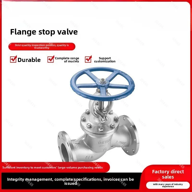 304 stainless steel flange stop valve J41W-16P high temperature and high pressure resistant handwheel valve DN50 65 80 100