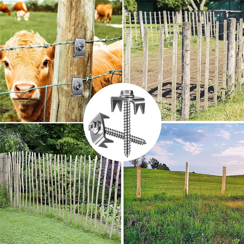 Zszywki do ogrodzeń BMBY, gwoździe do ogrodzeń z drewna miękkiego, wielorazowe zszywki do ogrodzeń drucianych, śruby do siatek i ogrodzeń tkanych, mocowanie drutu.