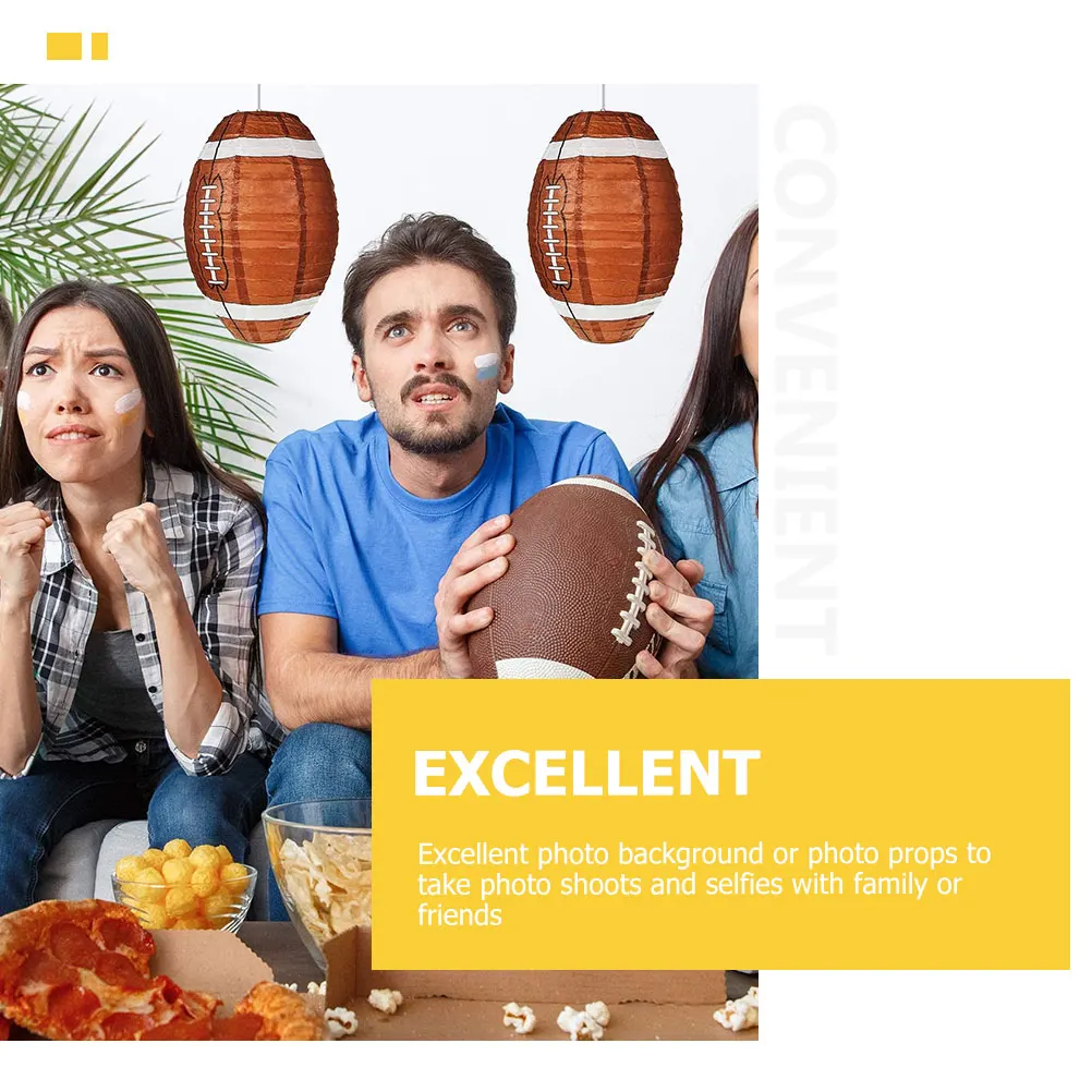 

3 Pcs Rugby Lantern Decoration Paper Lanterns Sports Hanging Ceiling Party Decorations